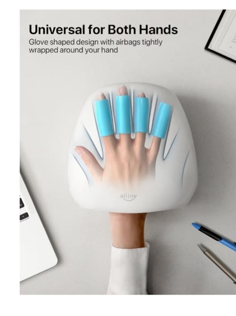 alljoy LED Therapeutic Hand Massager - White with Red Light NIB
